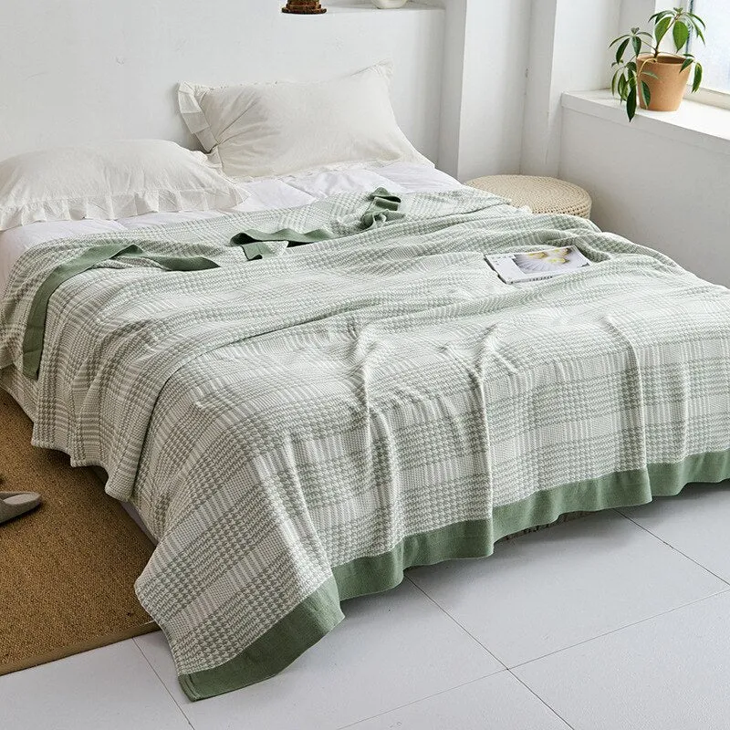 Katoenen Plaid met Bloemmotief Zachte Deken voor Bed Bank Vier Seizoenen Comfort Decoratieve Woonplaid Interieur | Sansoti