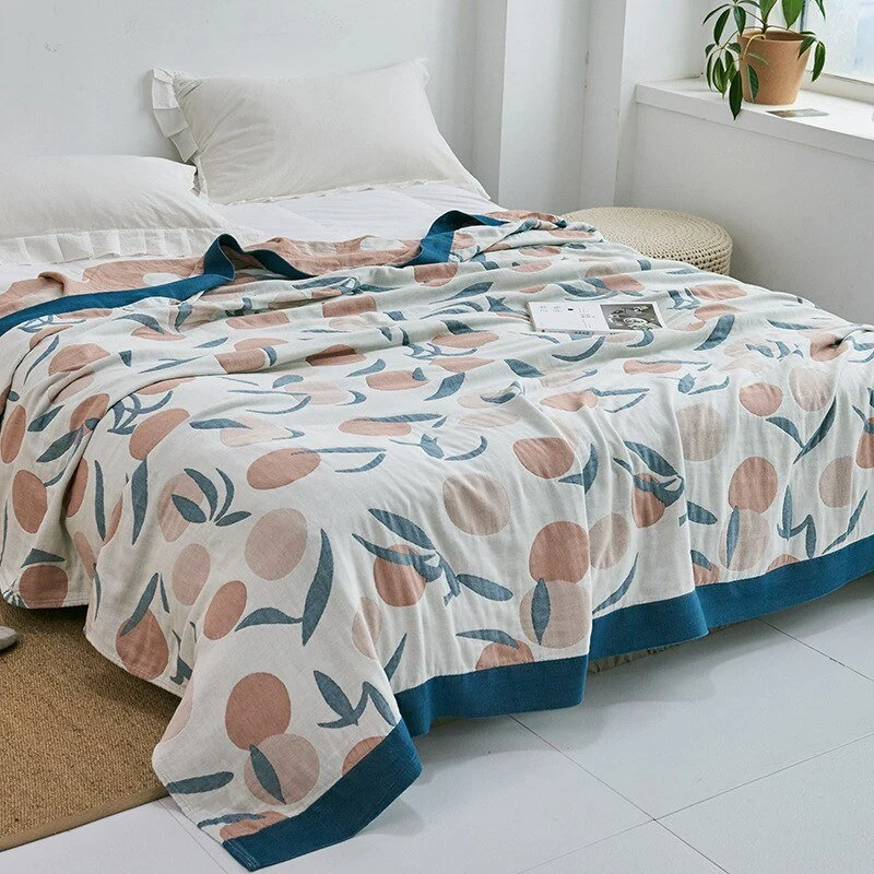 Katoenen Plaid met Bloemmotief Zachte Deken voor Bed Bank Vier Seizoenen Comfort Decoratieve Woonplaid Interieur | Sansoti