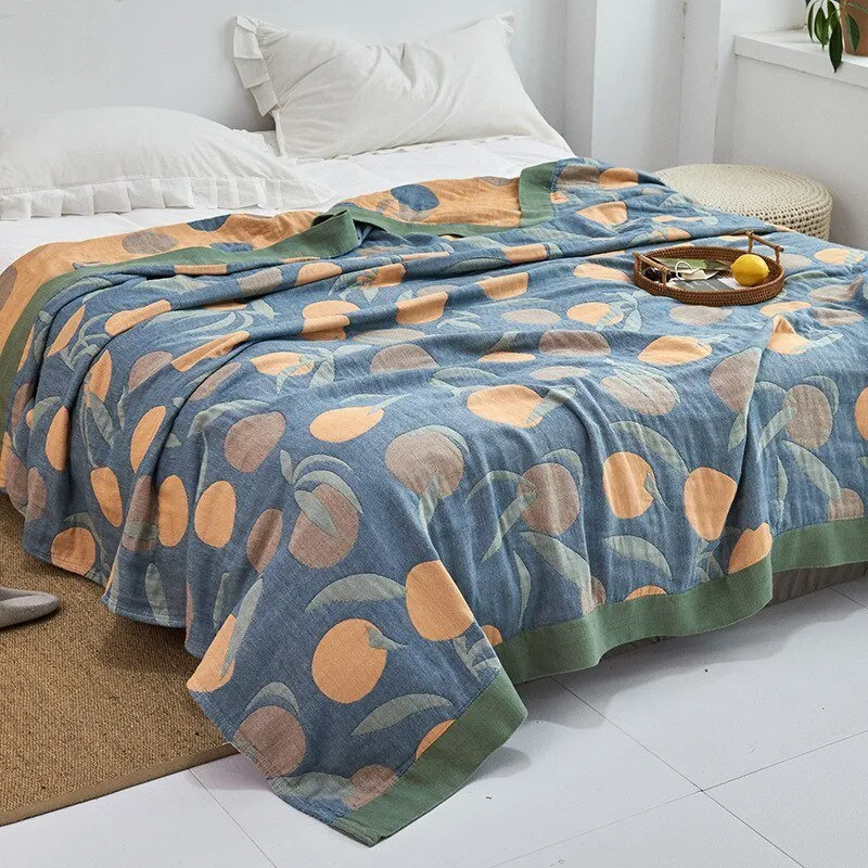 Katoenen Plaid met Bloemmotief Zachte Deken voor Bed Bank Vier Seizoenen Comfort Decoratieve Woonplaid Interieur | Sansoti