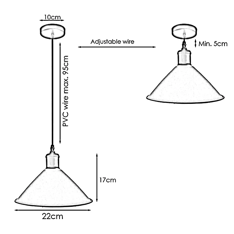Hängelampen Esstisch, rote, Metall, Ø 22cm ,Kegel, E27~1489