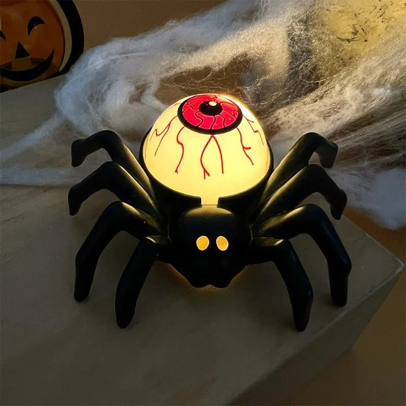 Halloween decoratielamp met spin en schedel - LED sfeerverlichting voor griezelige thema-avonden en feestjes | Sansoti