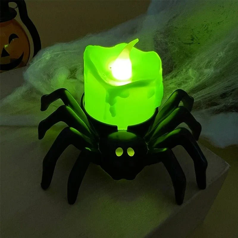 Halloween decoratielamp met spin en schedel - LED sfeerverlichting voor griezelige thema-avonden en feestjes | Sansoti