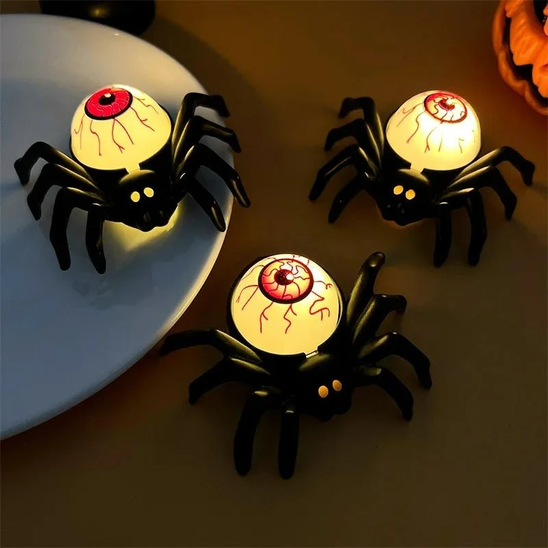 Halloween decoratielamp met spin en schedel - LED sfeerverlichting voor griezelige thema-avonden en feestjes | Sansoti