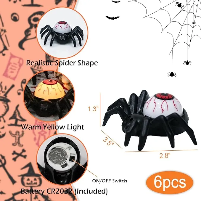Halloween decoratielamp met spin en schedel - LED sfeerverlichting voor griezelige thema-avonden en feestjes | Sansoti