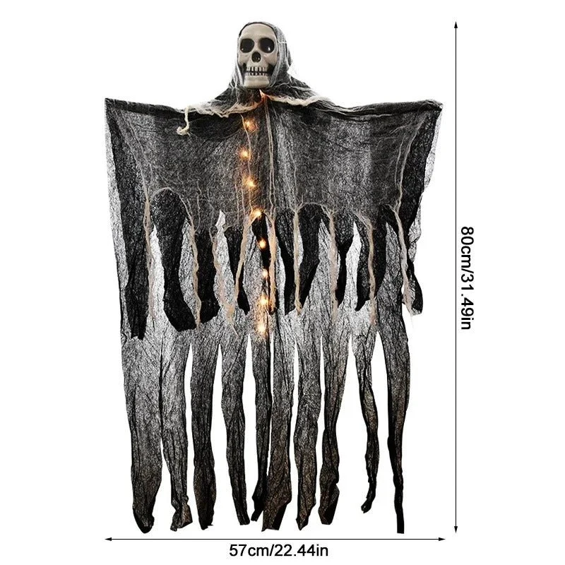 Verlichte Hangdecoratie Schedel met LED Spookgeest Binnen Buiten Halloween Feestversiering Griezelig Sfeer | Sansoti