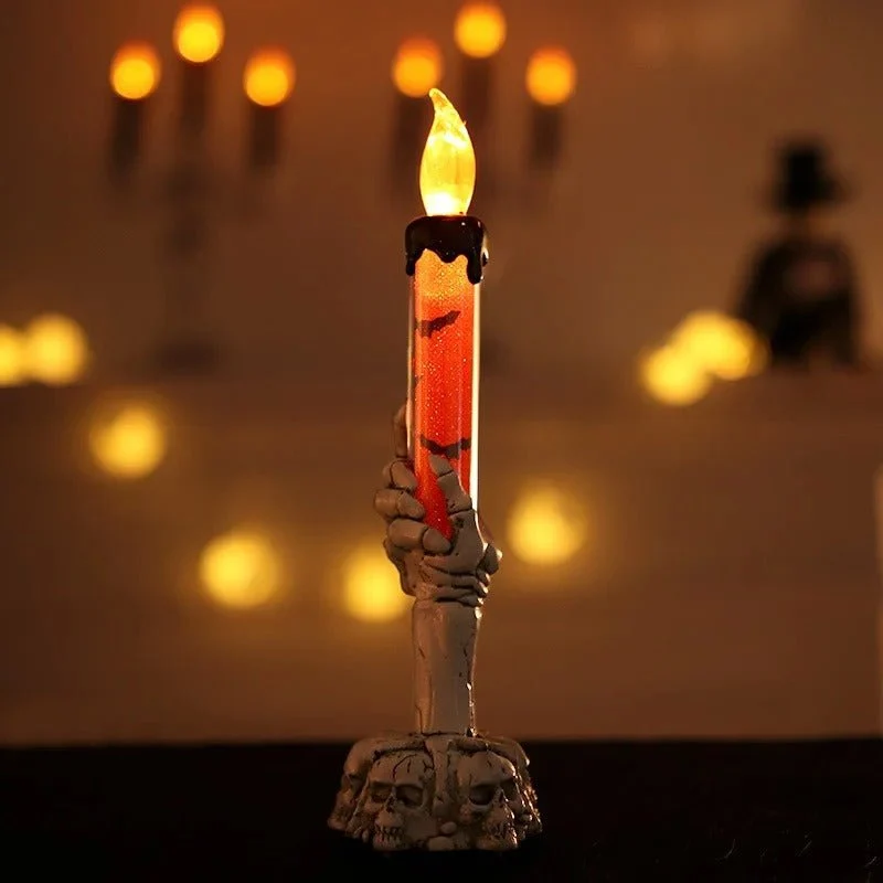 LED Skelethand Kandelaar met Flakkereffect voor Halloween Decoratie Tafel Gothic Sfeer Griezelige Ambiance | Sansoti