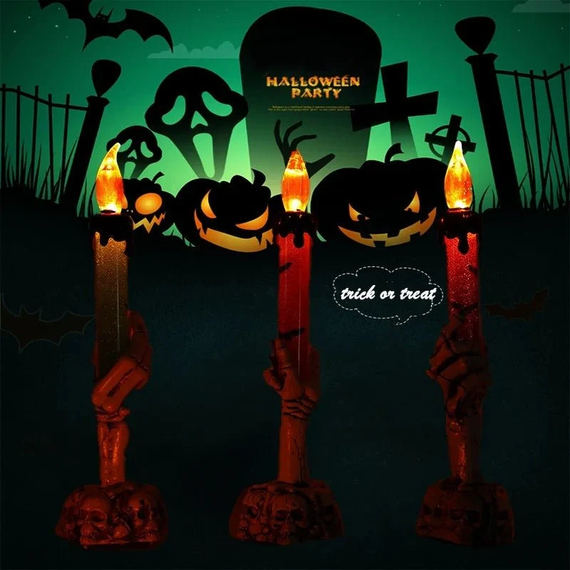 LED Skelethand Kandelaar met Flakkereffect voor Halloween Decoratie Tafel Gothic Sfeer Griezelige Ambiance | Sansoti