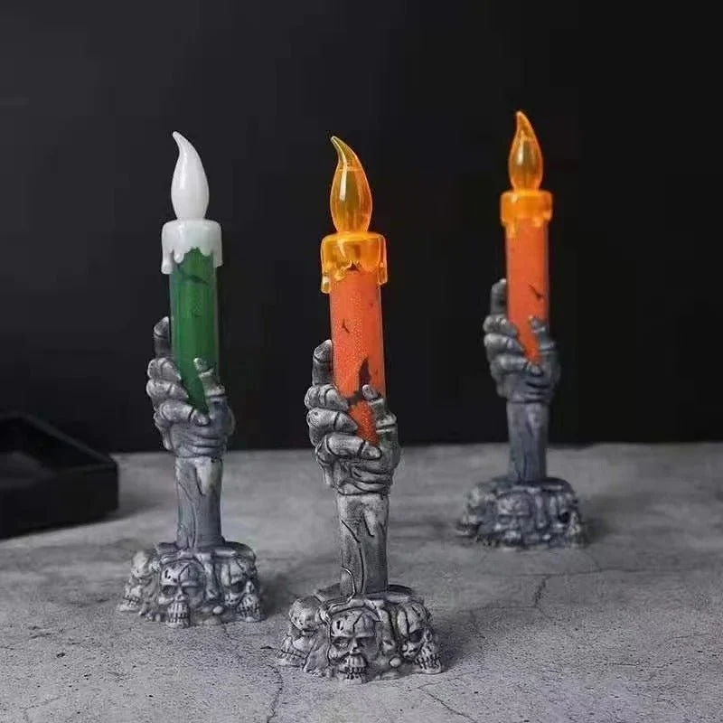 LED Skelethand Kandelaar met Flakkereffect voor Halloween Decoratie Tafel Gothic Sfeer Griezelige Ambiance | Sansoti
