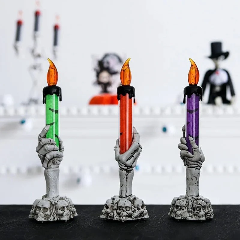 LED Skelethand Kandelaar met Flakkereffect voor Halloween Decoratie Tafel Gothic Sfeer Griezelige Ambiance | Sansoti
