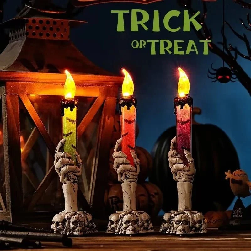 LED Skelethand Kandelaar met Flakkereffect voor Halloween Decoratie Tafel Gothic Sfeer Griezelige Ambiance | Sansoti