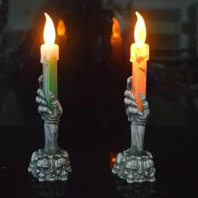 LED Skelethand Kandelaar met Flakkereffect voor Halloween Decoratie Tafel Gothic Sfeer Griezelige Ambiance | Sansoti