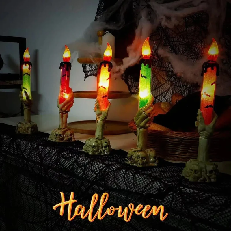 LED Skelethand Kandelaar met Flakkereffect voor Halloween Decoratie Tafel Gothic Sfeer Griezelige Ambiance | Sansoti