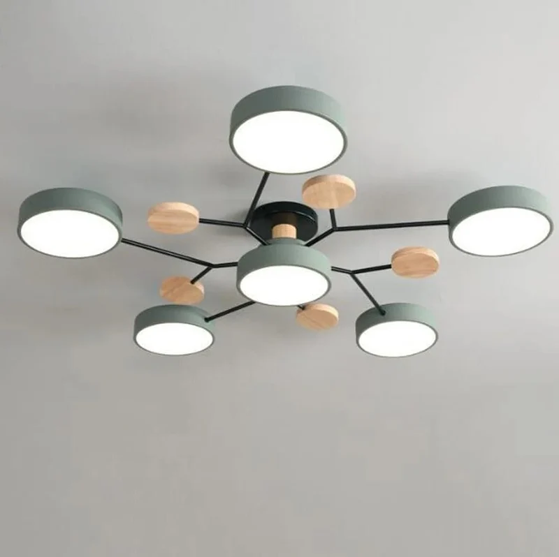 LED Plafondlamp Cirkelvorm Semi-Flush IJzer Acryl Moderne Dimbare Verlichting Woonkamer Slaapkamer Plafond | Sansoti