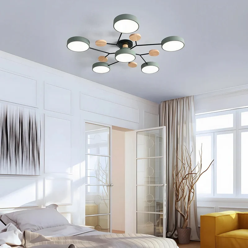 LED Plafondlamp Cirkelvorm Semi-Flush IJzer Acryl Moderne Dimbare Verlichting Woonkamer Slaapkamer Plafond | Sansoti