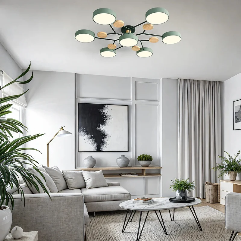 LED Plafondlamp Cirkelvorm Semi-Flush IJzer Acryl Moderne Dimbare Verlichting Woonkamer Slaapkamer Plafond | Sansoti