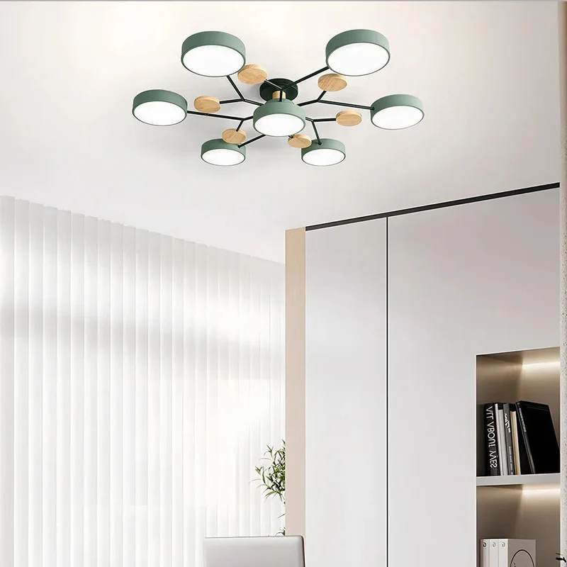 LED Plafondlamp Cirkelvorm Semi-Flush IJzer Acryl Moderne Dimbare Verlichting Woonkamer Slaapkamer Plafond | Sansoti