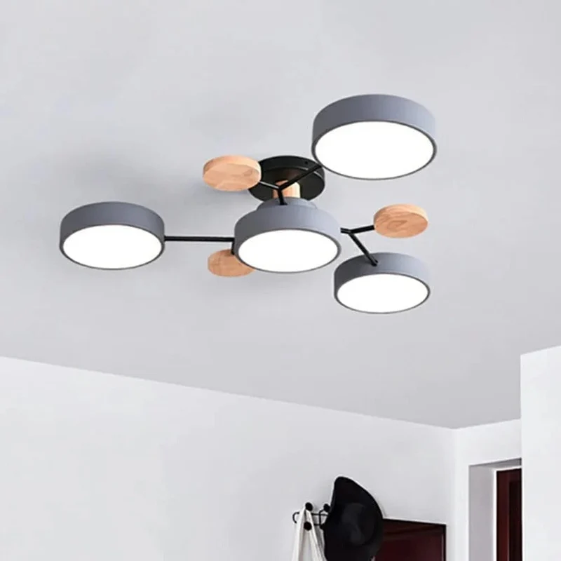 LED Plafondlamp Cirkelvorm Semi-Flush IJzer Acryl Moderne Dimbare Verlichting Woonkamer Slaapkamer Plafond | Sansoti
