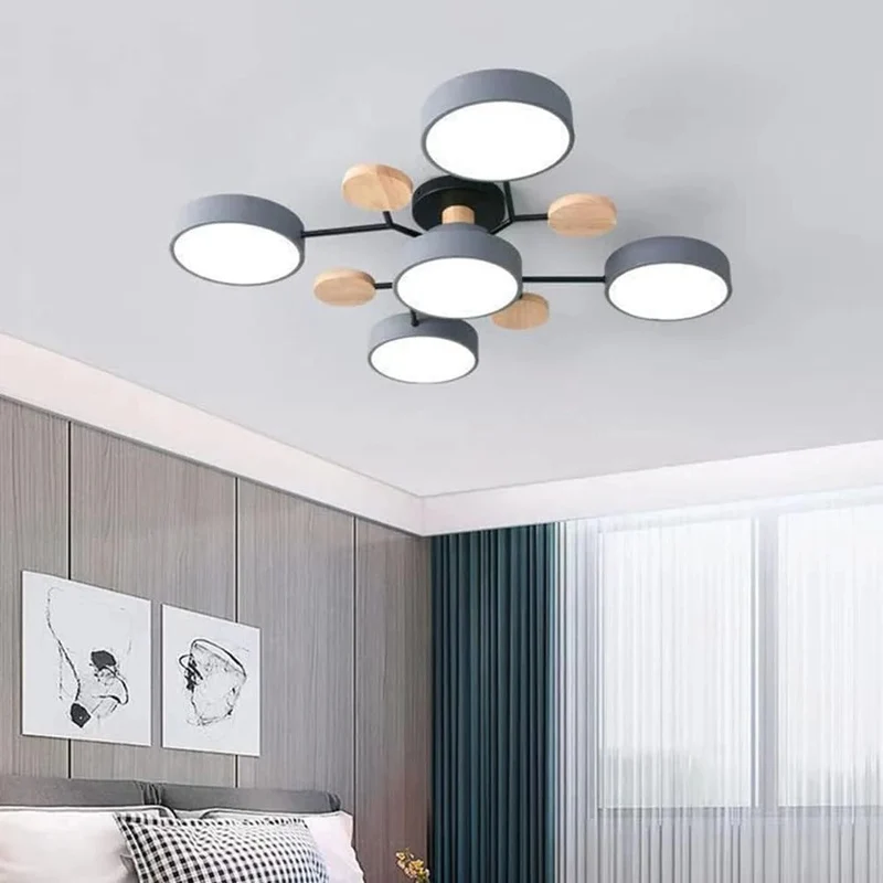 LED Plafondlamp Cirkelvorm Semi-Flush IJzer Acryl Moderne Dimbare Verlichting Woonkamer Slaapkamer Plafond | Sansoti
