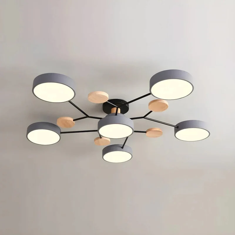 LED Plafondlamp Cirkelvorm Semi-Flush IJzer Acryl Moderne Dimbare Verlichting Woonkamer Slaapkamer Plafond | Sansoti