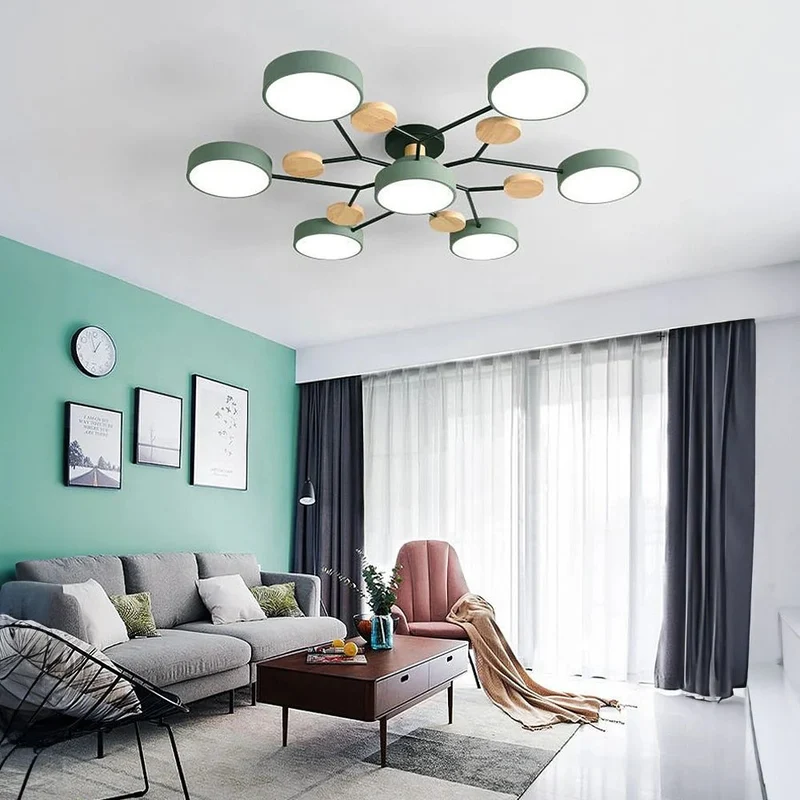 LED Plafondlamp Cirkelvorm Semi-Flush IJzer Acryl Moderne Dimbare Verlichting Woonkamer Slaapkamer Plafond | Sansoti