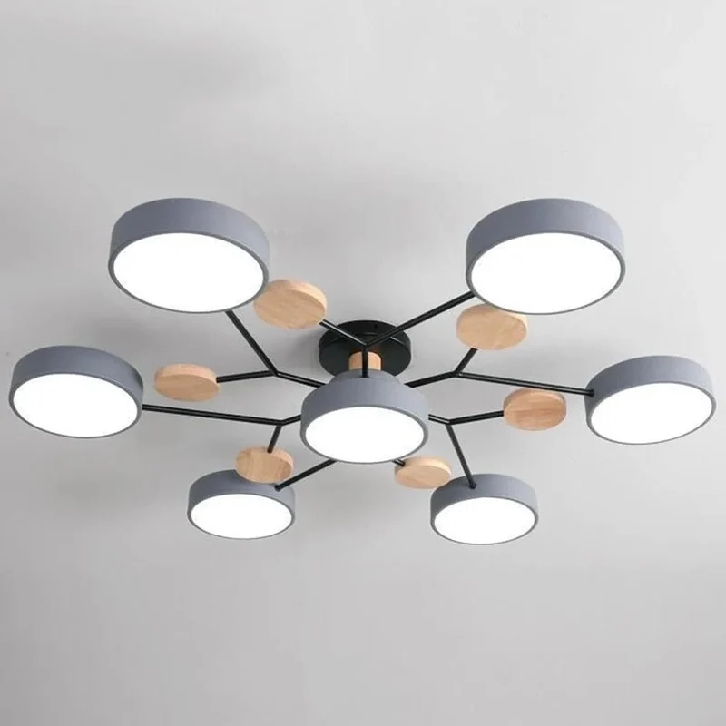 LED Plafondlamp Cirkelvorm Semi-Flush IJzer Acryl Moderne Dimbare Verlichting Woonkamer Slaapkamer Plafond | Sansoti