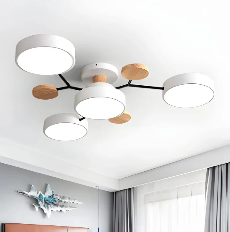 LED Plafondlamp Cirkelvorm Semi-Flush IJzer Acryl Moderne Dimbare Verlichting Woonkamer Slaapkamer Plafond | Sansoti
