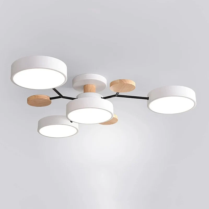 LED Plafondlamp Cirkelvorm Semi-Flush IJzer Acryl Moderne Dimbare Verlichting Woonkamer Slaapkamer Plafond | Sansoti