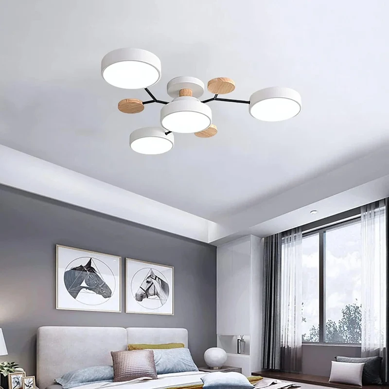 LED Plafondlamp Cirkelvorm Semi-Flush IJzer Acryl Moderne Dimbare Verlichting Woonkamer Slaapkamer Plafond | Sansoti
