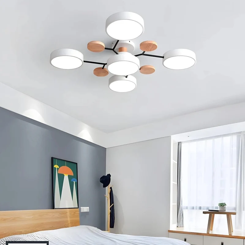 LED Plafondlamp Cirkelvorm Semi-Flush IJzer Acryl Moderne Dimbare Verlichting Woonkamer Slaapkamer Plafond | Sansoti