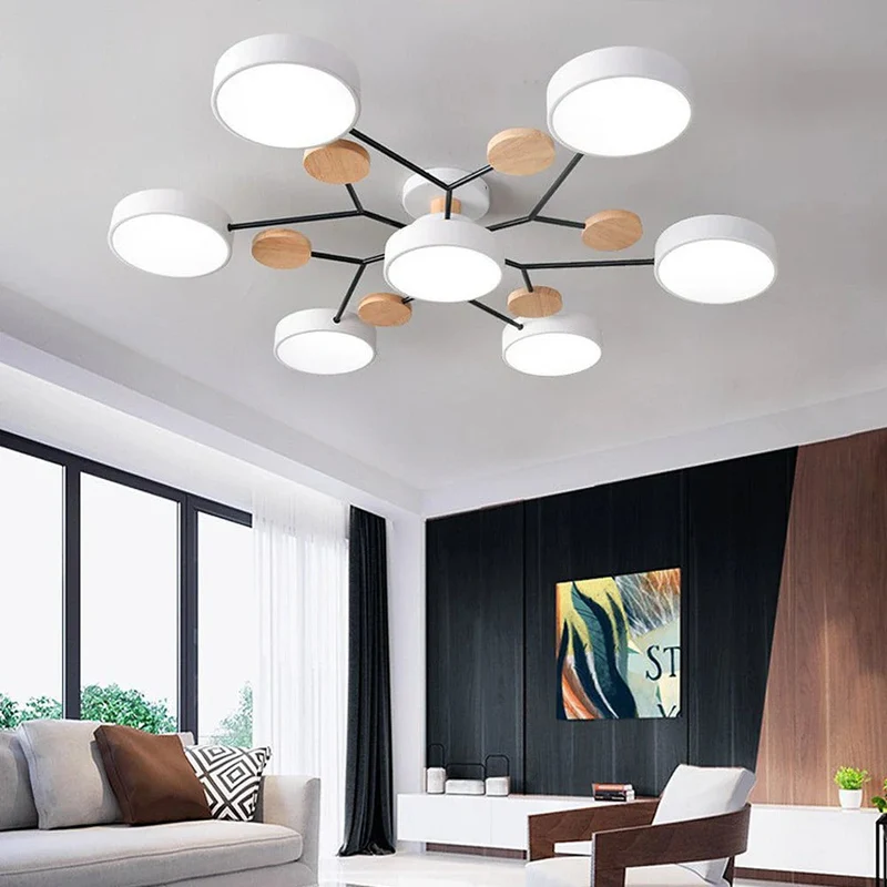 LED Plafondlamp Cirkelvorm Semi-Flush IJzer Acryl Moderne Dimbare Verlichting Woonkamer Slaapkamer Plafond | Sansoti