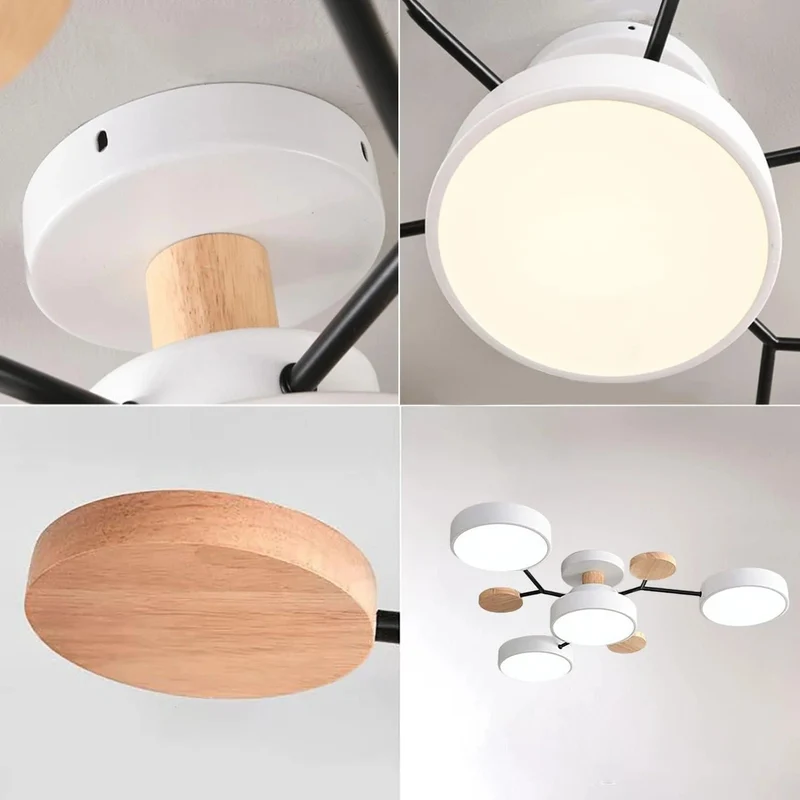 LED Plafondlamp Cirkelvorm Semi-Flush IJzer Acryl Moderne Dimbare Verlichting Woonkamer Slaapkamer Plafond | Sansoti