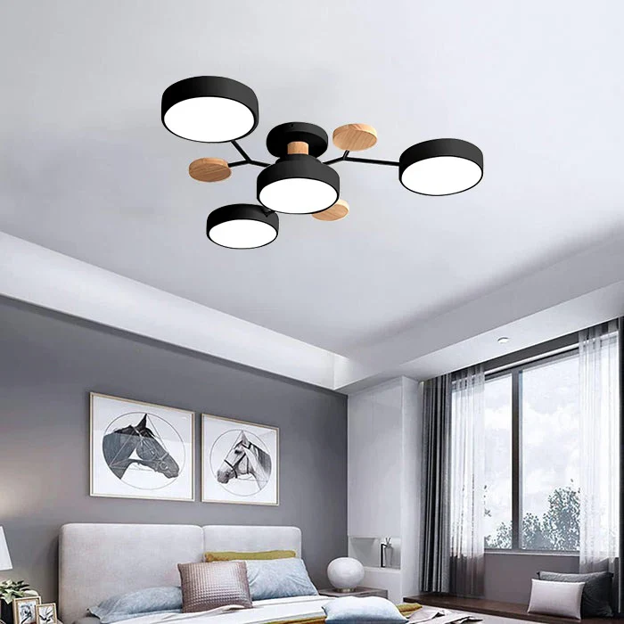 LED Plafondlamp Cirkelvorm Semi-Flush IJzer Acryl Moderne Dimbare Verlichting Woonkamer Slaapkamer Plafond | Sansoti