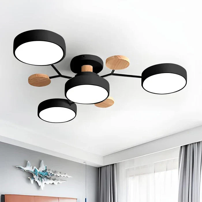 LED Plafondlamp Cirkelvorm Semi-Flush IJzer Acryl Moderne Dimbare Verlichting Woonkamer Slaapkamer Plafond | Sansoti