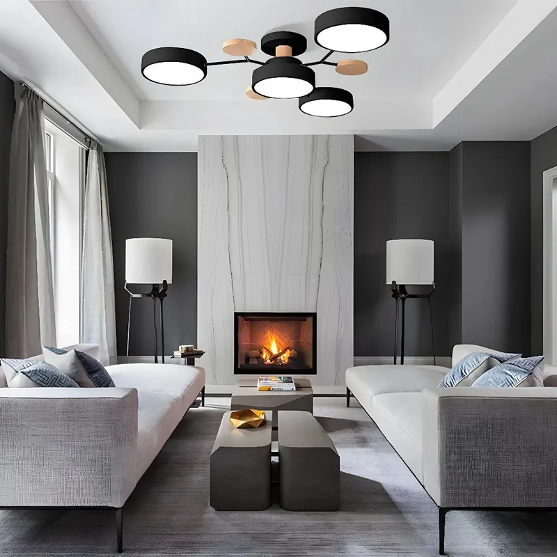 LED Plafondlamp Cirkelvorm Semi-Flush IJzer Acryl Moderne Dimbare Verlichting Woonkamer Slaapkamer Plafond | Sansoti