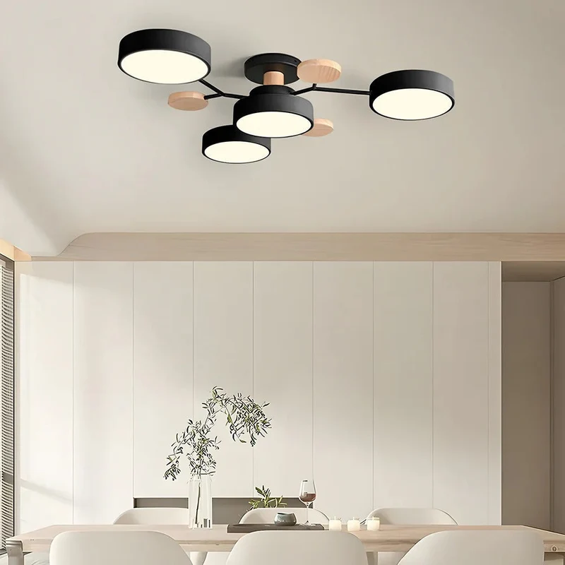 LED Plafondlamp Cirkelvorm Semi-Flush IJzer Acryl Moderne Dimbare Verlichting Woonkamer Slaapkamer Plafond | Sansoti