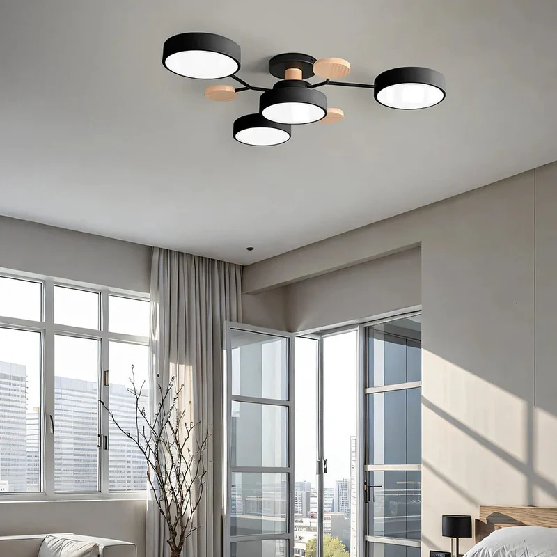LED Plafondlamp Cirkelvorm Semi-Flush IJzer Acryl Moderne Dimbare Verlichting Woonkamer Slaapkamer Plafond | Sansoti
