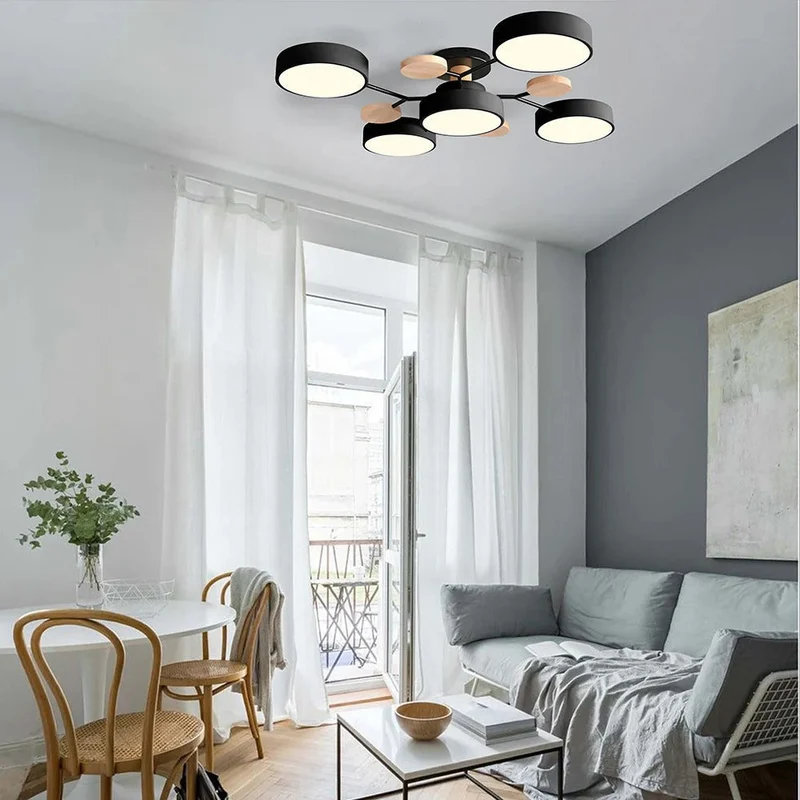 LED Plafondlamp Cirkelvorm Semi-Flush IJzer Acryl Moderne Dimbare Verlichting Woonkamer Slaapkamer Plafond | Sansoti