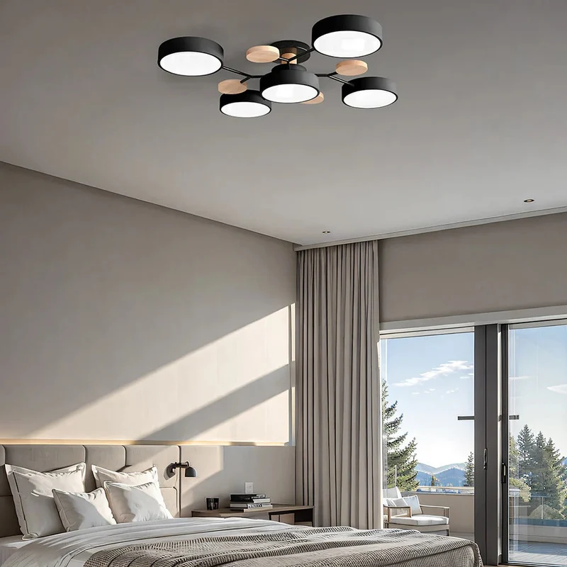 LED Plafondlamp Cirkelvorm Semi-Flush IJzer Acryl Moderne Dimbare Verlichting Woonkamer Slaapkamer Plafond | Sansoti