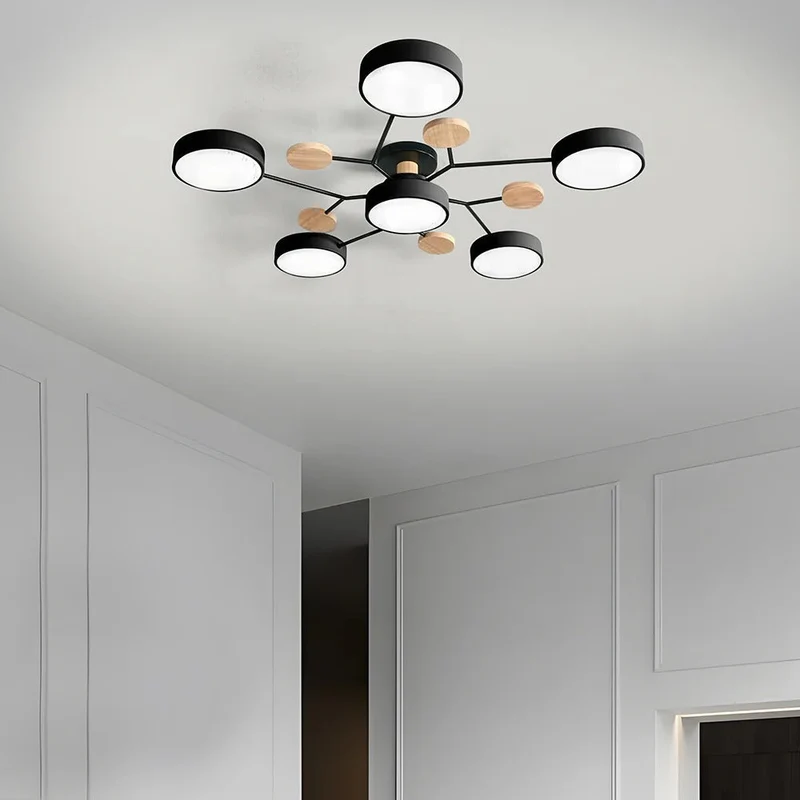 LED Plafondlamp Cirkelvorm Semi-Flush IJzer Acryl Moderne Dimbare Verlichting Woonkamer Slaapkamer Plafond | Sansoti