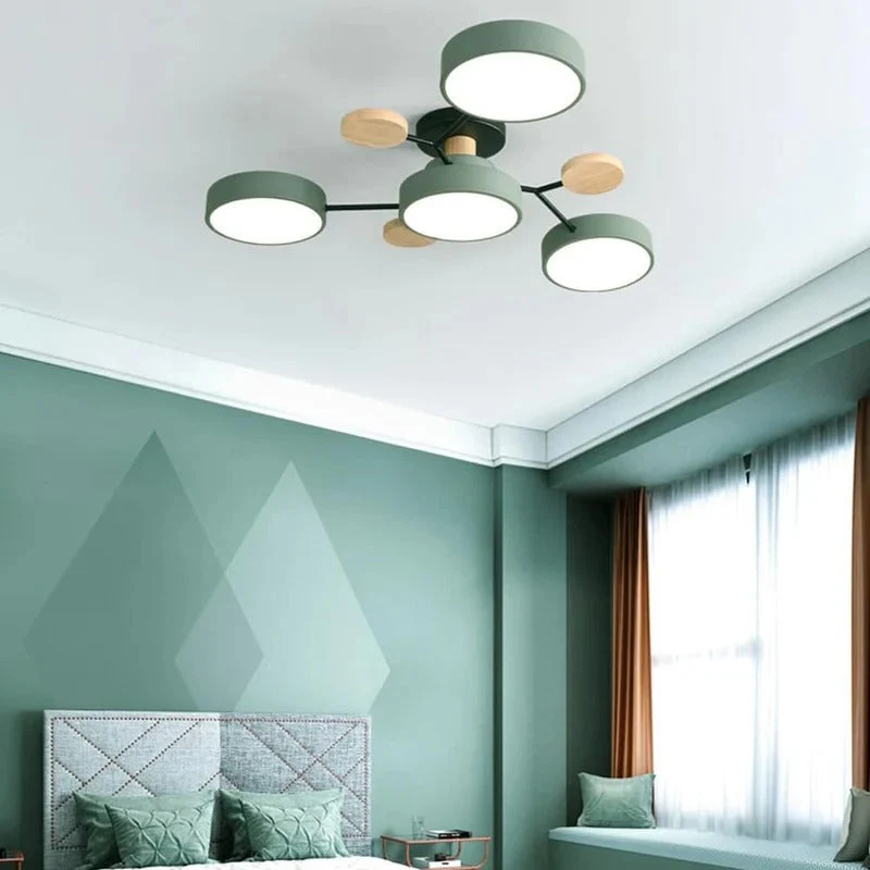 LED Plafondlamp Cirkelvorm Semi-Flush IJzer Acryl Moderne Dimbare Verlichting Woonkamer Slaapkamer Plafond | Sansoti