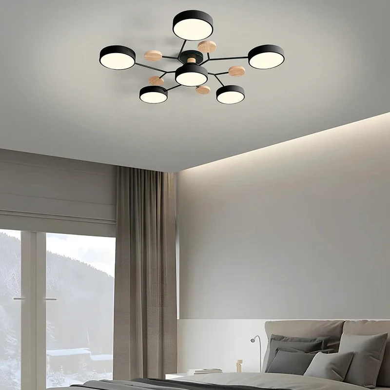 LED Plafondlamp Cirkelvorm Semi-Flush IJzer Acryl Moderne Dimbare Verlichting Woonkamer Slaapkamer Plafond | Sansoti