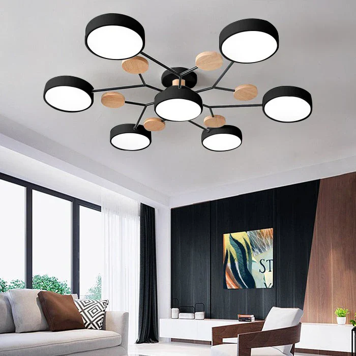 LED Plafondlamp Cirkelvorm Semi-Flush IJzer Acryl Moderne Dimbare Verlichting Woonkamer Slaapkamer Plafond | Sansoti