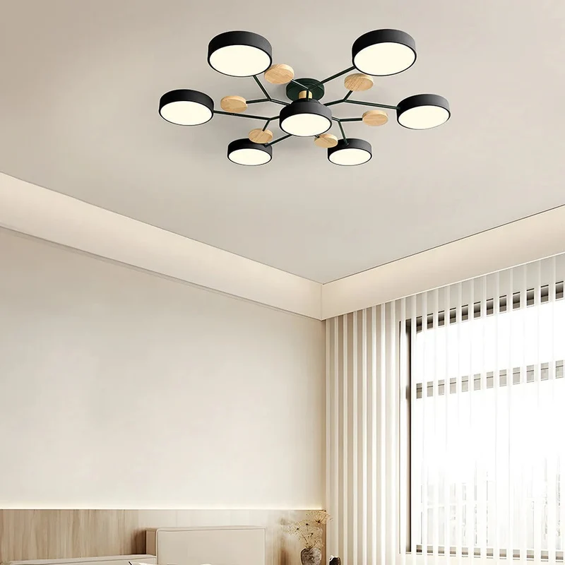 LED Plafondlamp Cirkelvorm Semi-Flush IJzer Acryl Moderne Dimbare Verlichting Woonkamer Slaapkamer Plafond | Sansoti