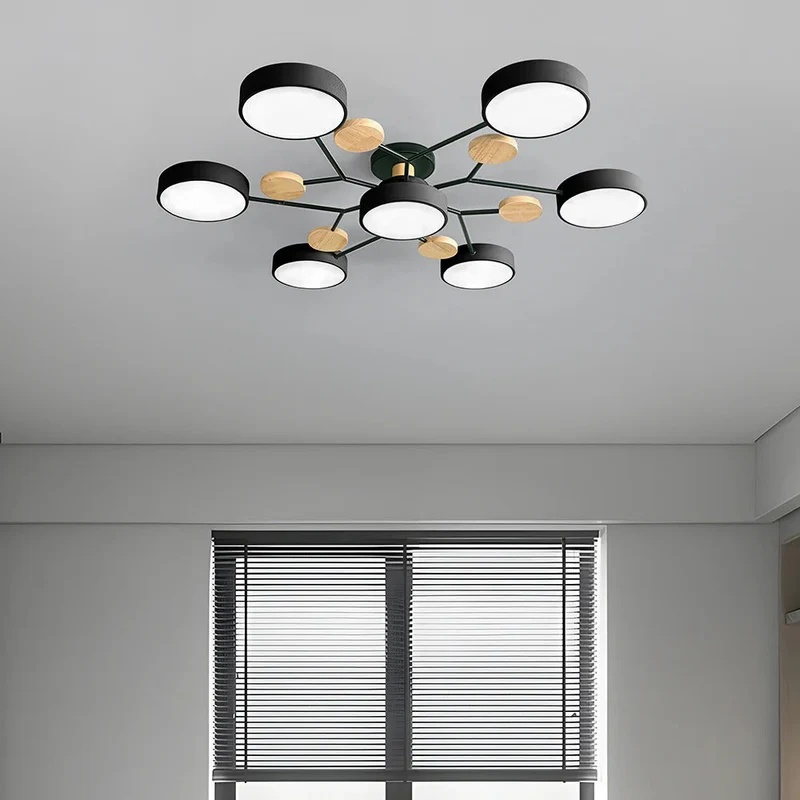 LED Plafondlamp Cirkelvorm Semi-Flush IJzer Acryl Moderne Dimbare Verlichting Woonkamer Slaapkamer Plafond | Sansoti