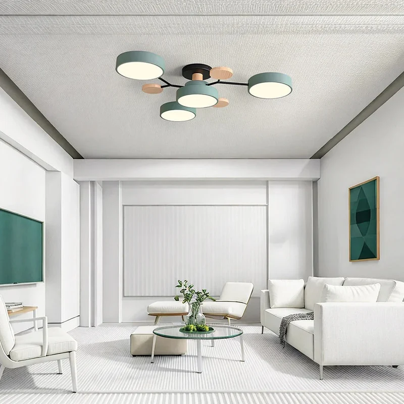 LED Plafondlamp Cirkelvorm Semi-Flush IJzer Acryl Moderne Dimbare Verlichting Woonkamer Slaapkamer Plafond | Sansoti