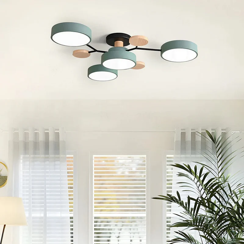 LED Plafondlamp Cirkelvorm Semi-Flush IJzer Acryl Moderne Dimbare Verlichting Woonkamer Slaapkamer Plafond | Sansoti