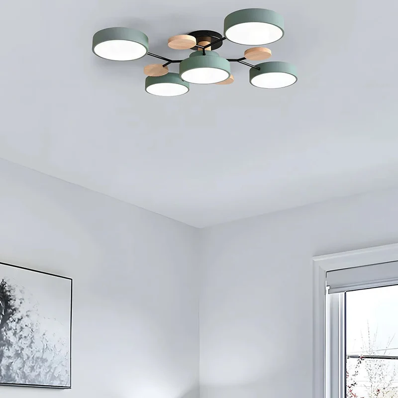 LED Plafondlamp Cirkelvorm Semi-Flush IJzer Acryl Moderne Dimbare Verlichting Woonkamer Slaapkamer Plafond | Sansoti