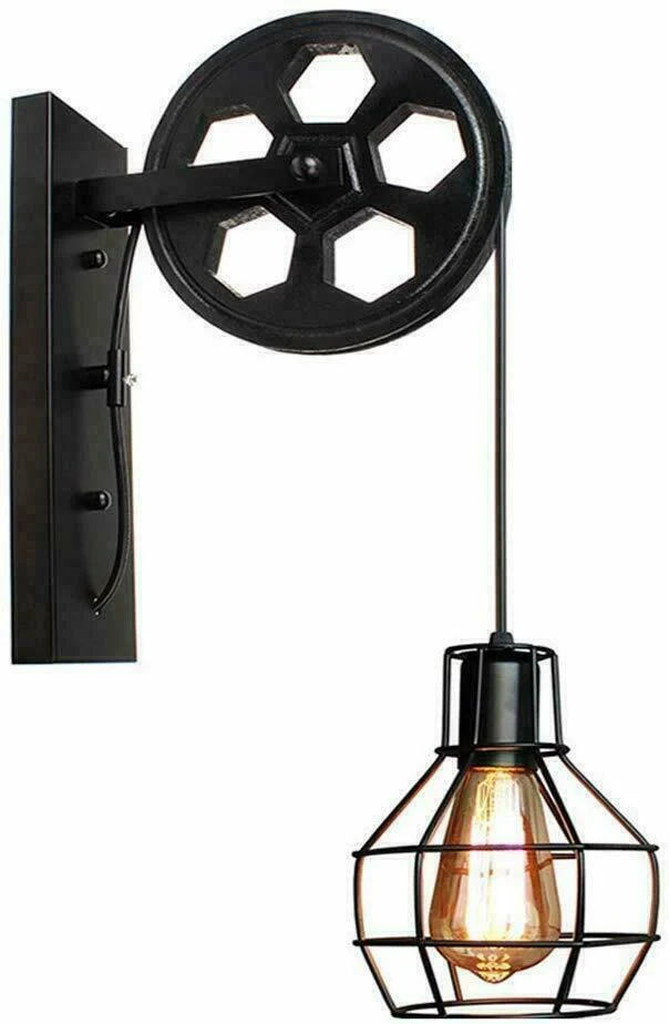 Vintage Wandleuchte aus Holz & Eisen |Rustikal Wandlampe~1327