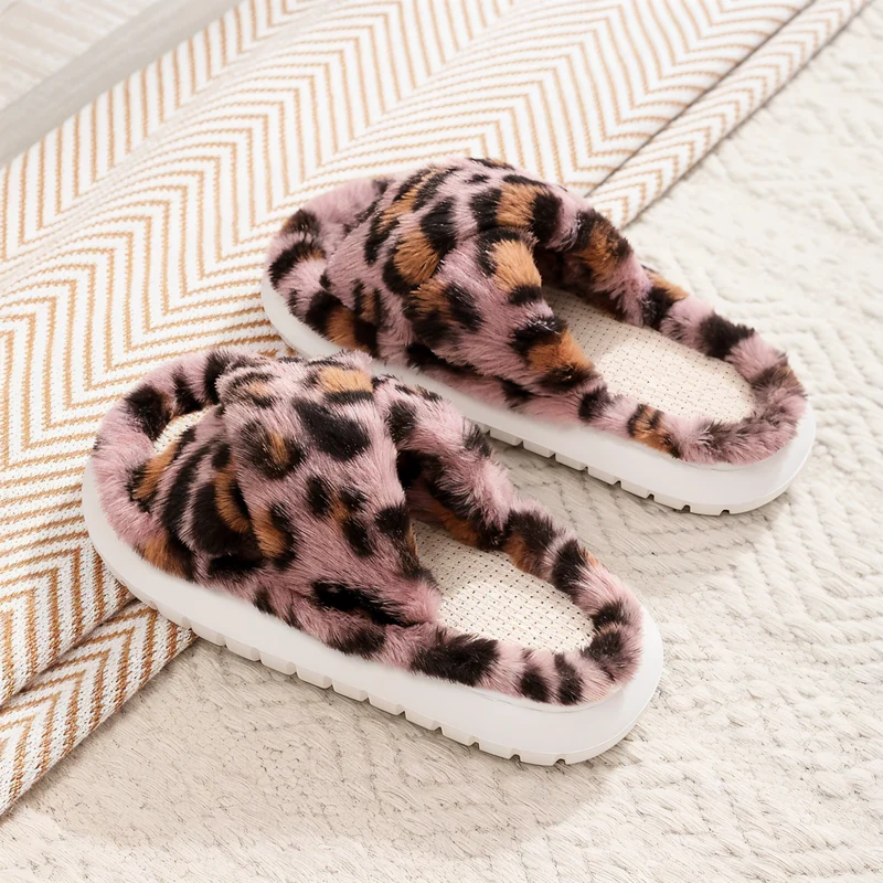 Gevoerde Pantoffels met Gekruiste Bandjes Dames Heren Zachte Binnenschoen Warmte Comfort Antislip Winter | Sansoti