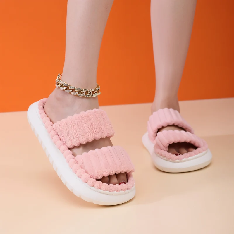 Gevoerde Pantoffels met Gekruiste Bandjes Dames Heren Zachte Binnenschoen Warmte Comfort Antislip Winter | Sansoti
